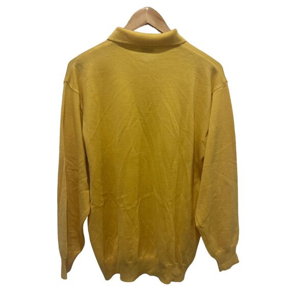 Vtg V2 Versace Men's 1/4 Zip Pullover Sweater Yellow Merino Wool Knit Size L euc - Picture 5 of 6